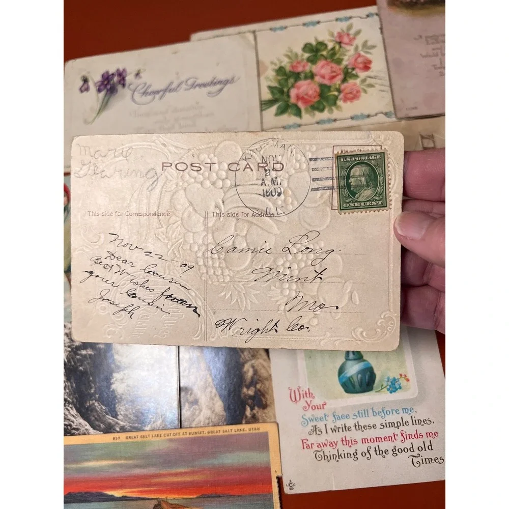 Lot Of 13 Antique/Vintage Embossed Floral Children Places Postcards Early 1900's